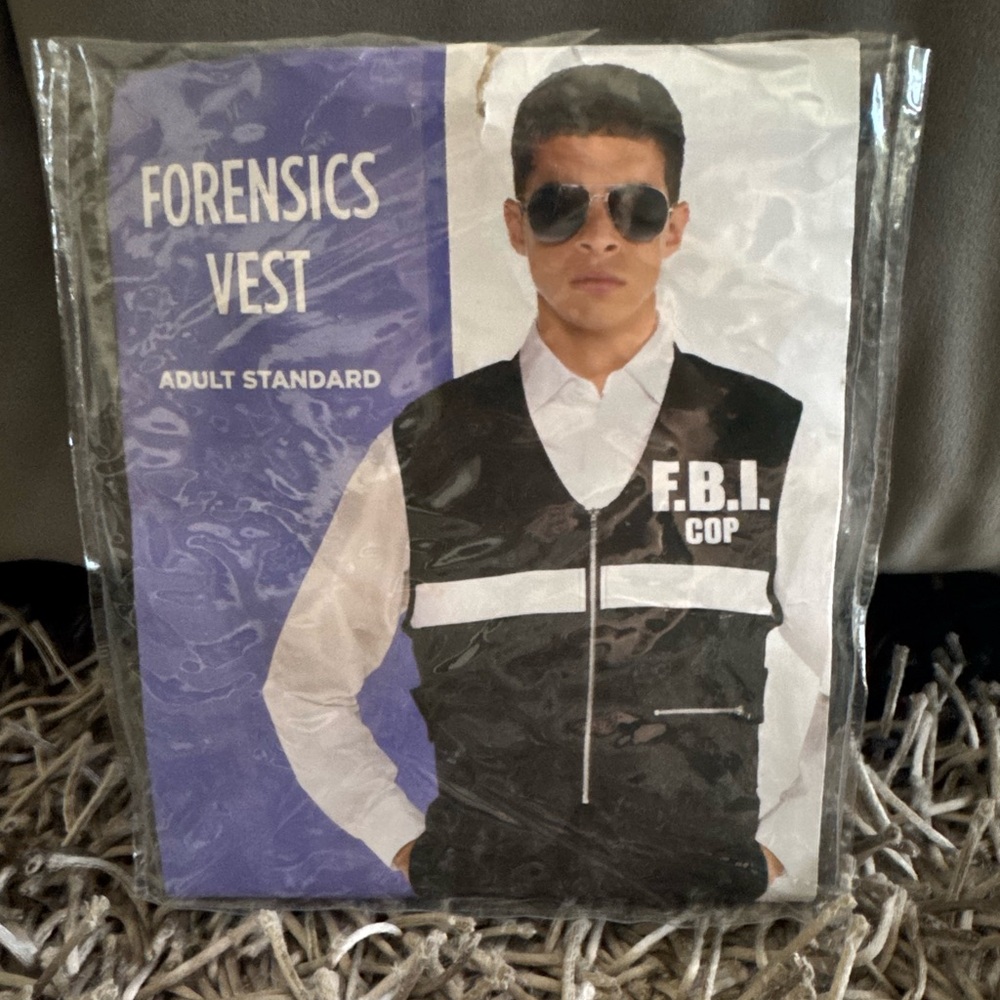 F.B.I. Cop Forensics Vest Costume- Black and White